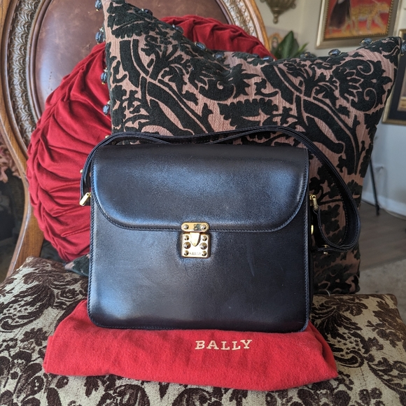 💯AUTH✨💎BALLY💎✨💎VINTAGE LOCK FLAPBAG - Picture 3 of 17